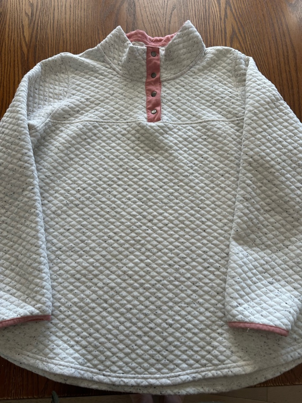Maurices Cream Quilted Pullover with Pink Trim